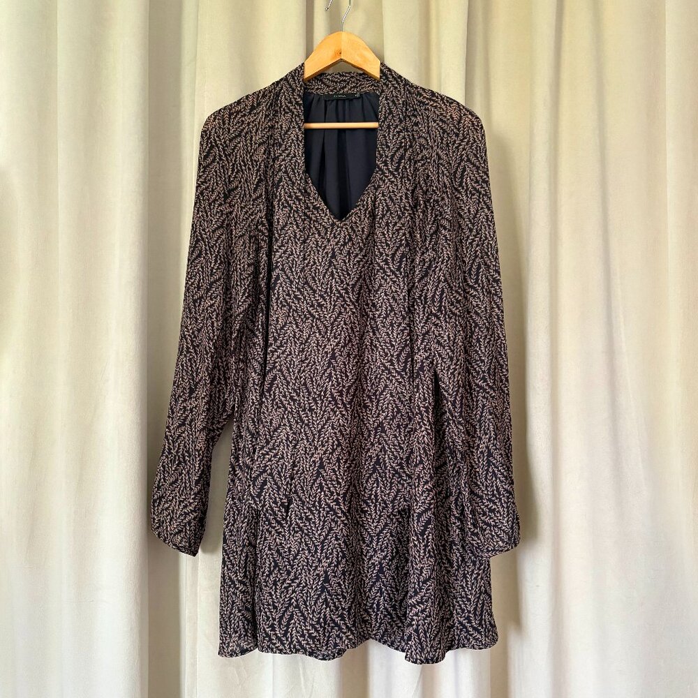 ARITZIA Talula Cadogan Mini Swing Dress Neck Tie Size Medium